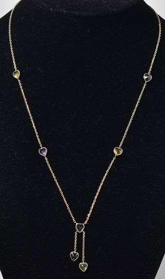 Angelic 14K Yellow Gold Multi-Gemstone Heart Necklace