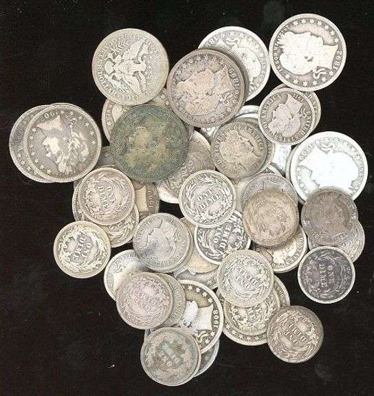 Lot of 58 Silver Barber Coins