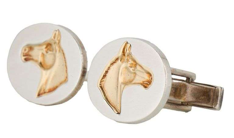 Vintage Tiffany & Co. Two Tone Horse Cufflinks in 18K and Sterling