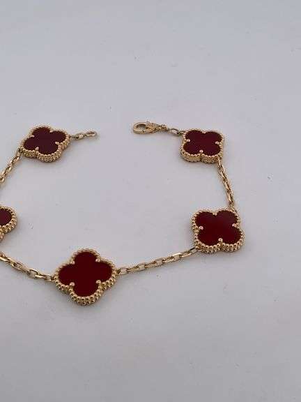 CERTIFIED BRAND NEW 18K YELLOW GOLD CLOVER LEAF BRACELET
