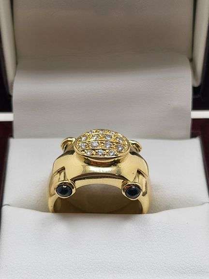 Bold Wide 18KT Yellow Gold Diamond Ring