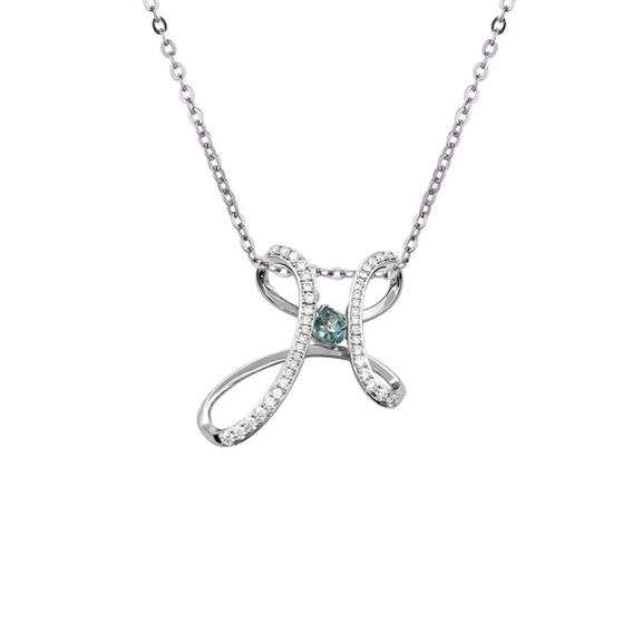 Modern cross center dancing stone pendant