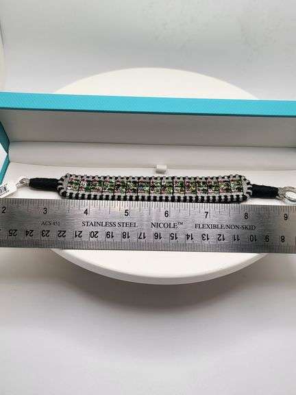 New! +15 ctw all natural multi colord sapphire and diamond weaved on fabric bracelet