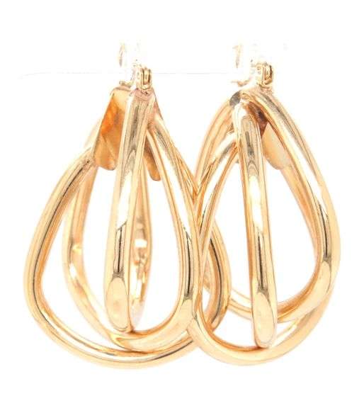 14kt Yellow gold triple hoop earrings