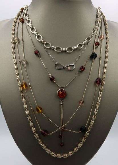 Group lot of 5 Vintage 925 sterling silver necklaces