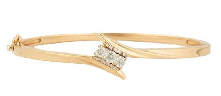 0.50ctw Triple Diamond Bypass Bangle Bracelet in 14K