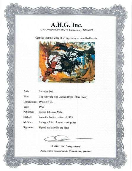 Highly Collectible and Rare Salvador Dali Original Lithograph from the 'Biblia Sacra' Suite