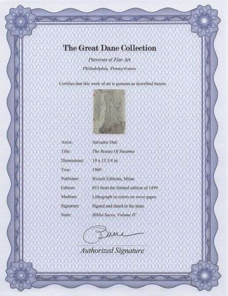 Highly Collectible and Rare Salvador Dali Original Lithograph from the 'Biblia Sacra' Suite