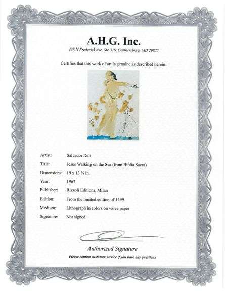 Highly Collectible and Rare Salvador Dali Original Lithograph from the 'Biblia Sacra' Suite