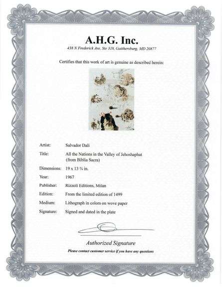 Highly Collectible and Rare Salvador Dali Original Lithograph from the 'Biblia Sacra' Suite