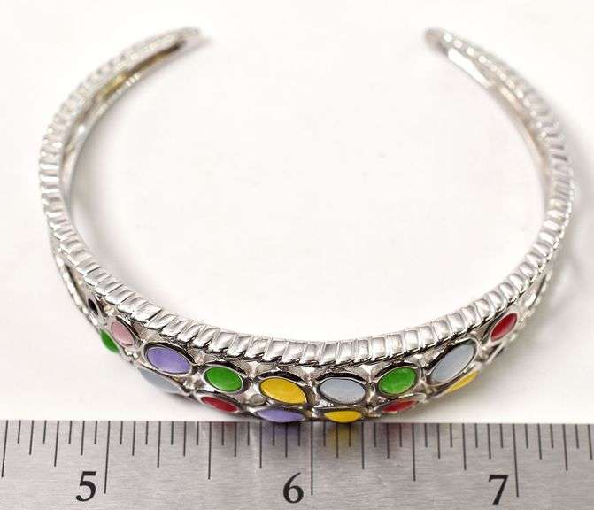 Multi-Gemstone Cuff Bracelet in Sterling Silver