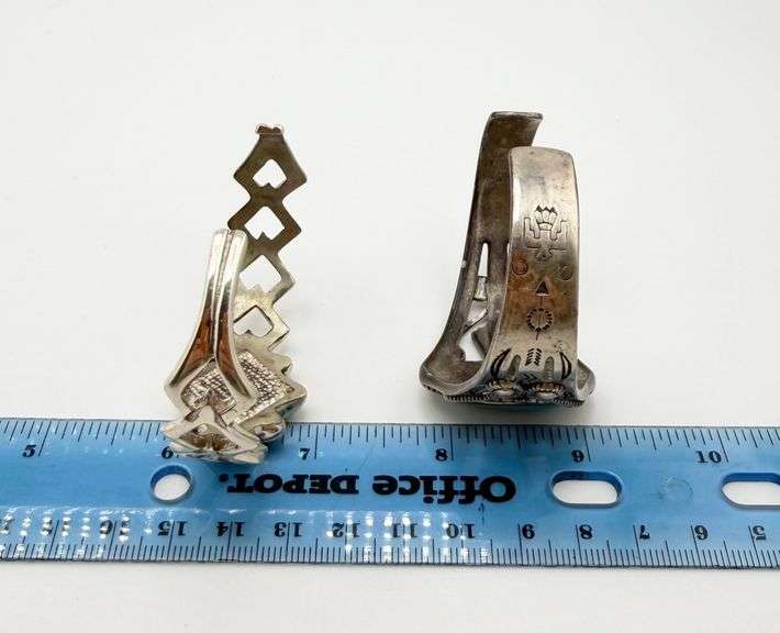 925 Sterling Silver Two Native American Navajo Turquoise Cuff Bracelets