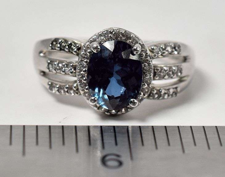 Green Gemstone and CZ Gemstone Ring in Sterling Silver