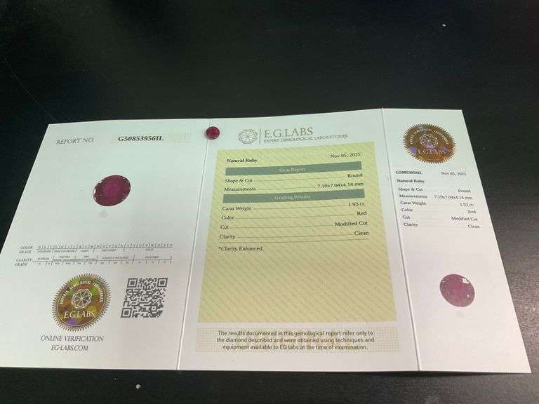 CERTIFIED LOOSE NATURAL RED RUBY , ROUND CUT 1.93 CARAT