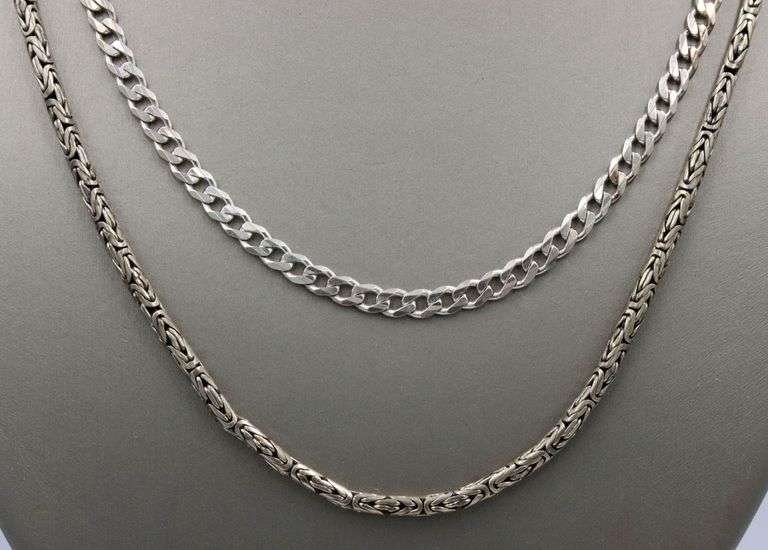 Group lot of 2 Vintage 925 sterling silver necklaces