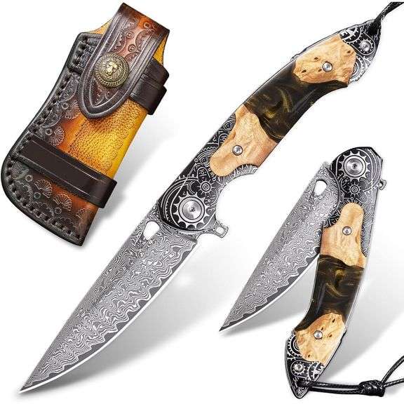 Damascus Steel Folding Knife