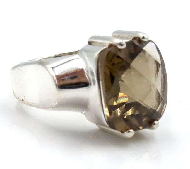 925 Sterling silver smokey quartz ring