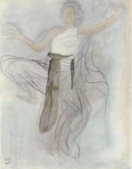 Exclusive Auguste Rodin Lithograph of Watercolor Signed in the Plate, 1949