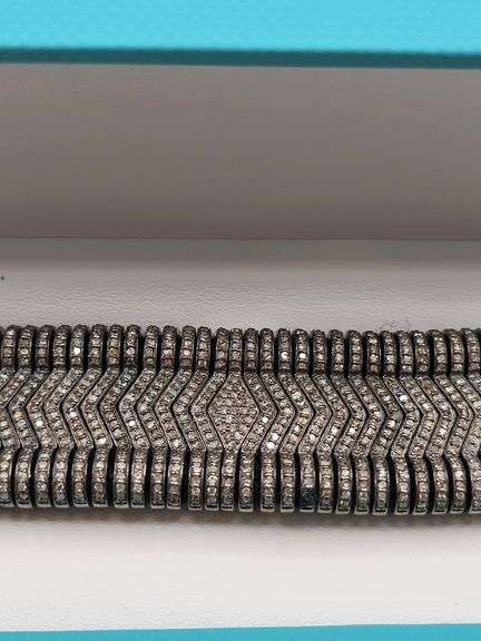 New! +10 ctw all natural diamond  weaved on fabric bracelet