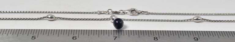 Mystical 14K White Gold Lapis Gemstone Moon Pendant Necklace