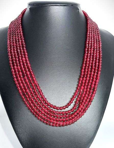 Beautiful Mined From The Earth 6 Strand 314 Cttw Natural Ruby Necklace