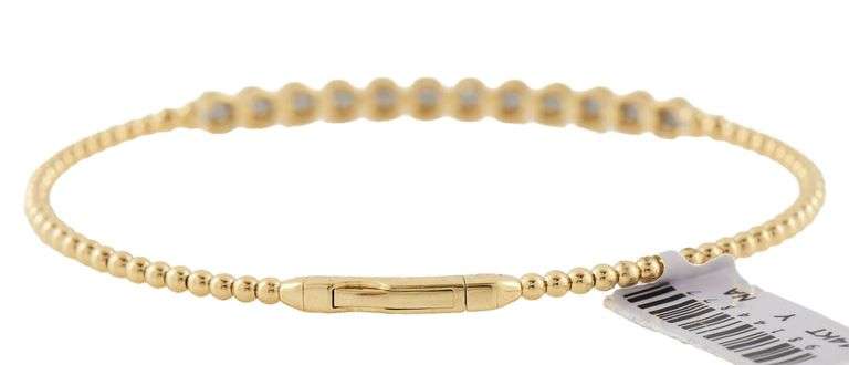 New 1.06ctw Round Diamond Bezel Set Flex Beaded Bangle Bracelet in 14K