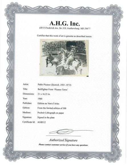 Pablo Picasso Toro "Bullfighter" Lithograph from 1960 Portfolio