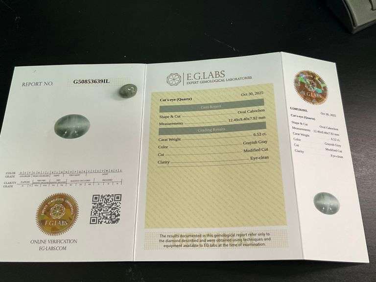 CERTIFIED 6.52 CARATS CATS EYE