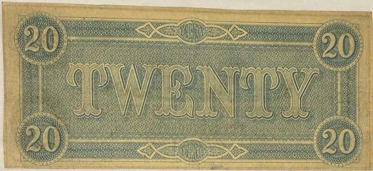 Choice Near Unc Feb 1864 Series $20 CSA  Note