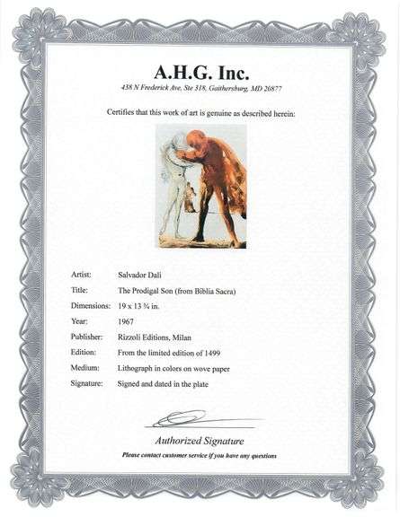 Highly Collectible and Rare Salvador Dali Original Lithograph from the 'Biblia Sacra' Suite