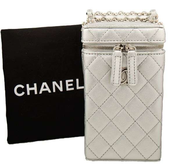 Chanel Silver Crossbody Quilted Box Bag