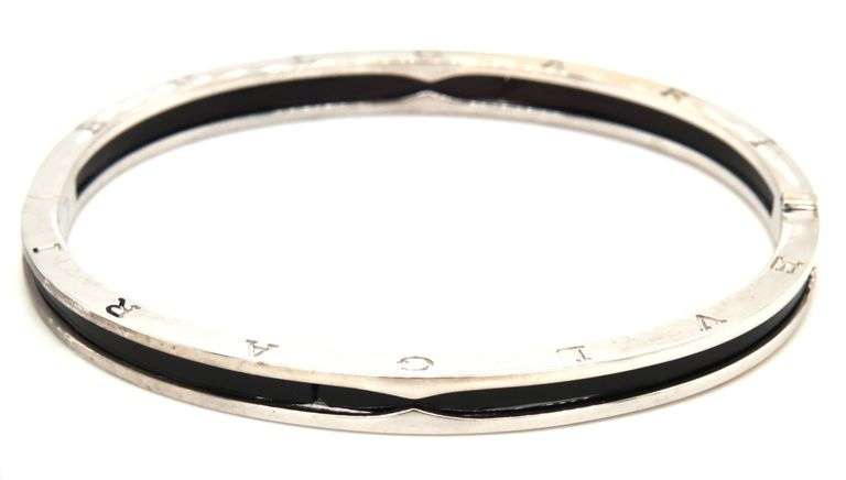 18kt White gold B zero 1 style black ceramic bangle bracelet