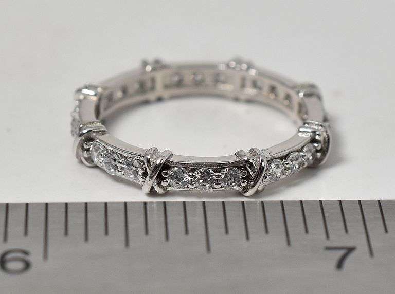 CZ Gemstone Band Ring in Sterling Silver