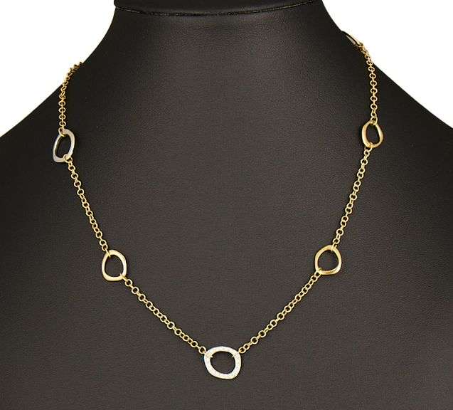 Roberto Coin 0.15ctw Diamond Flat Open Two Tone Station Necklace in 18K