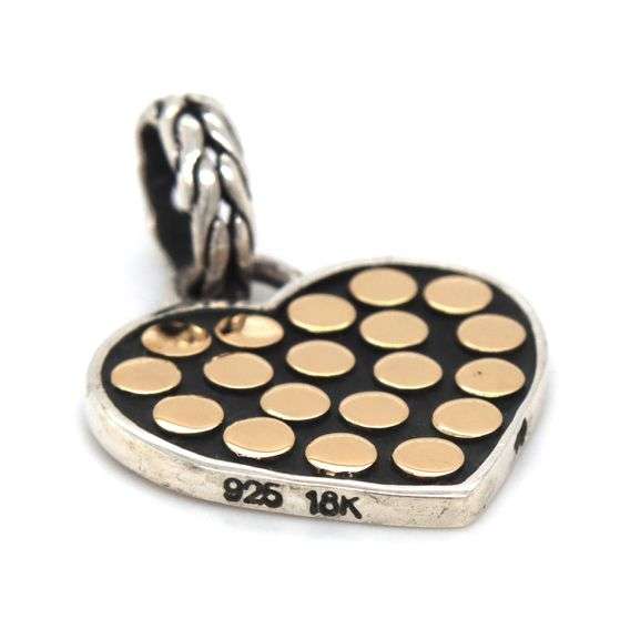 John Hardy 2 tone dot heart pendant in 925 sterling silver
