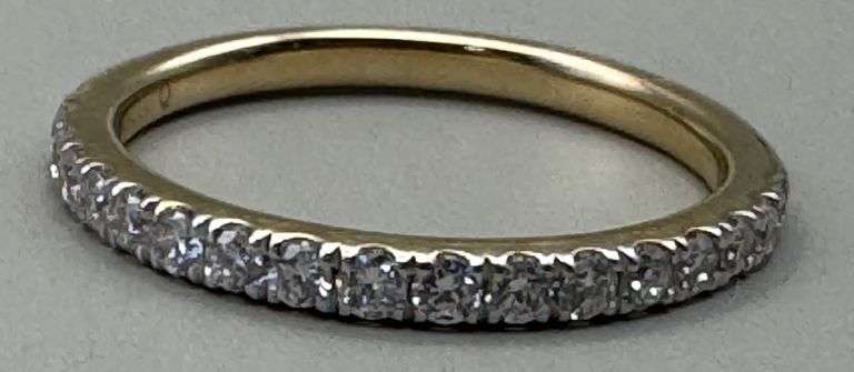 14K Yellow Gold Round brilliant Cut Lab Wedding Band of 0.35ct