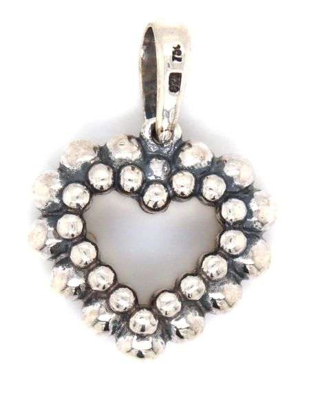 Lagos 2 tone Caviar diamond open heart beaded pendant