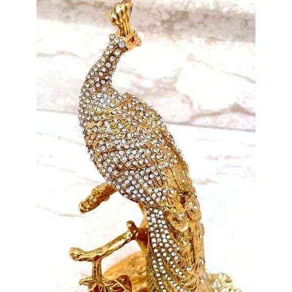 24k Gold Peacock Fabergé Swarovski Luxury Collector Piece