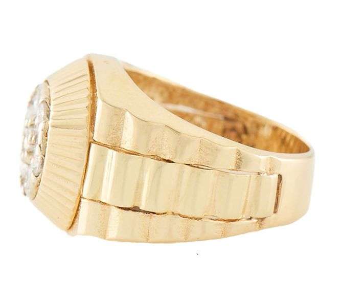 Gents 1.05ctw Round Diamond Rolex Style Ring in 14K