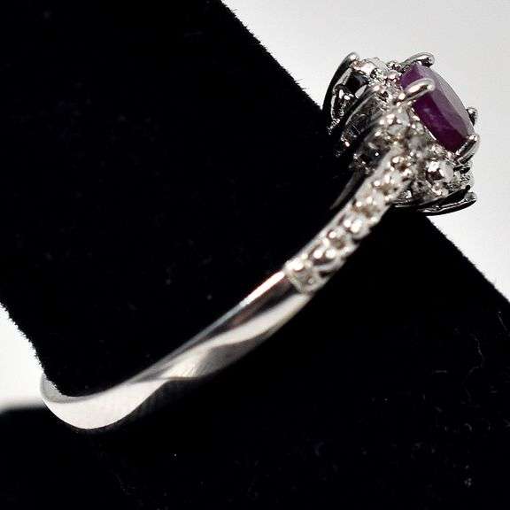 Ruby and Diamond Ring in Sterling Silver