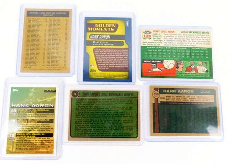 6 Hank Aaron Baseball Cards