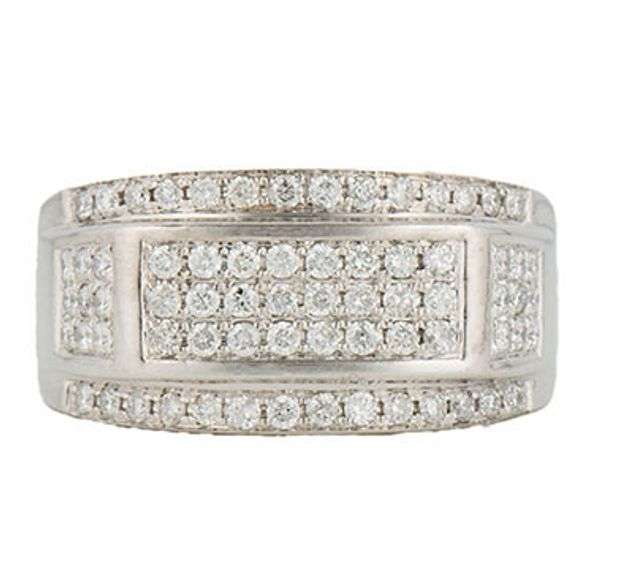 Gents 0.90ctw Pave Diamond Multi Row Band Ring in 14K