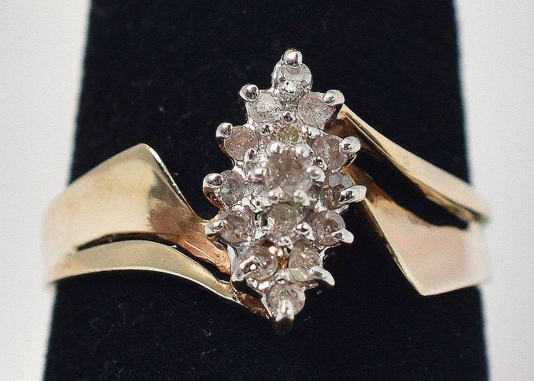 Alluring 10K Yellow Gold Diamond Cluster Ring