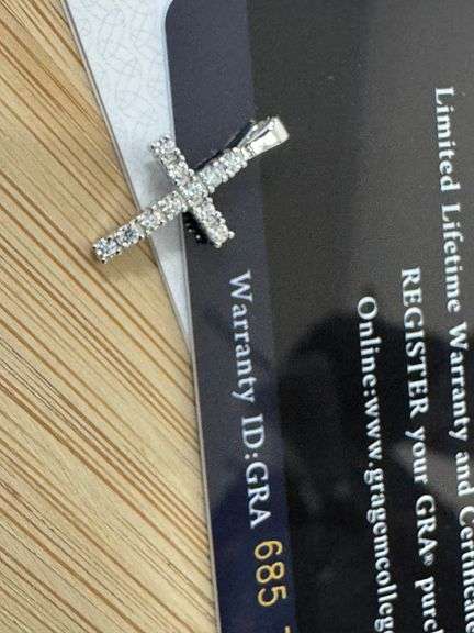 Rhodium Plated 925 Sterling Silver Moissanite Cross Pendant