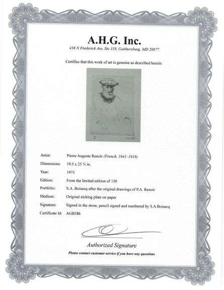 Very collectable remarkable limited edition Pierre-Auguste Renoir signed in the stone.