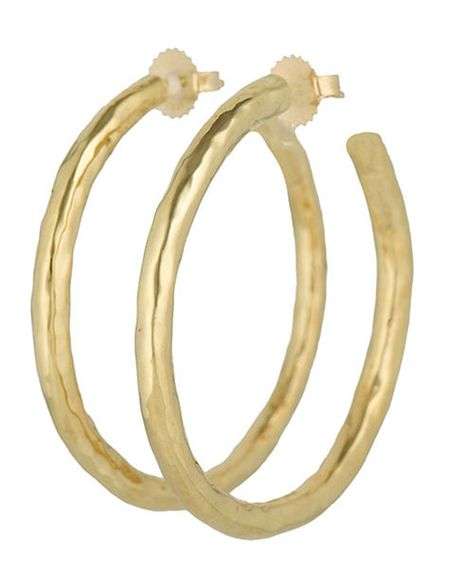 Ippolita Classico Medium Hammered Hoop Earrings in 18K