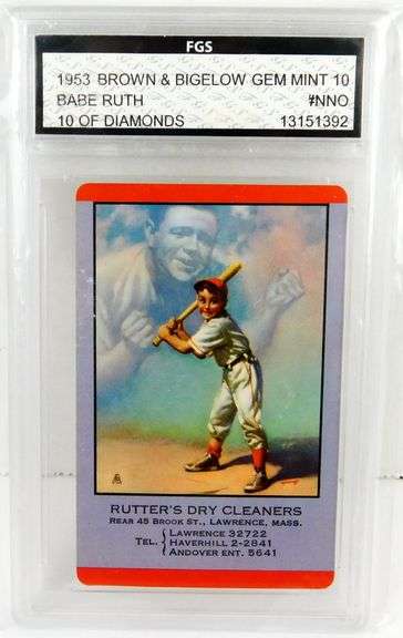 1953 Babe Ruth Brown & Bigelow Playing Card, Gem Mint 10