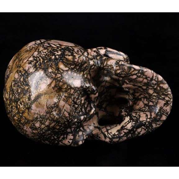 Hand-Carved Pink Rhodonite Crystal Skull