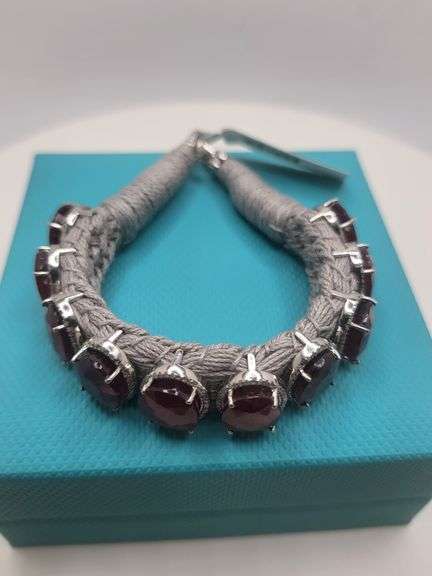 New! +65 ctw all natural rubys and 1.2ct diamond  weaved on fabric bracelet