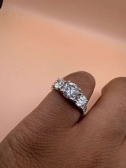 Timeless Platinum Three Stone Engagement Ring of 2.18 Ct